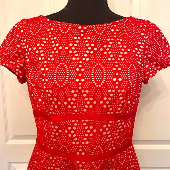 Maggy London Red Eyelet Dress - Picture 2 of 6